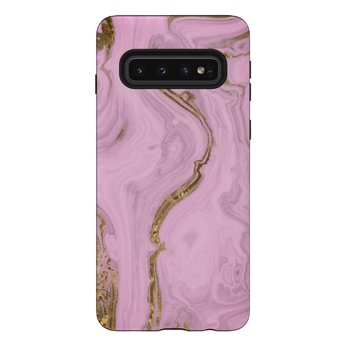 Galaxy S10 StrongFit Elegant Pink Marble With Gold 2 by Andrea Haase