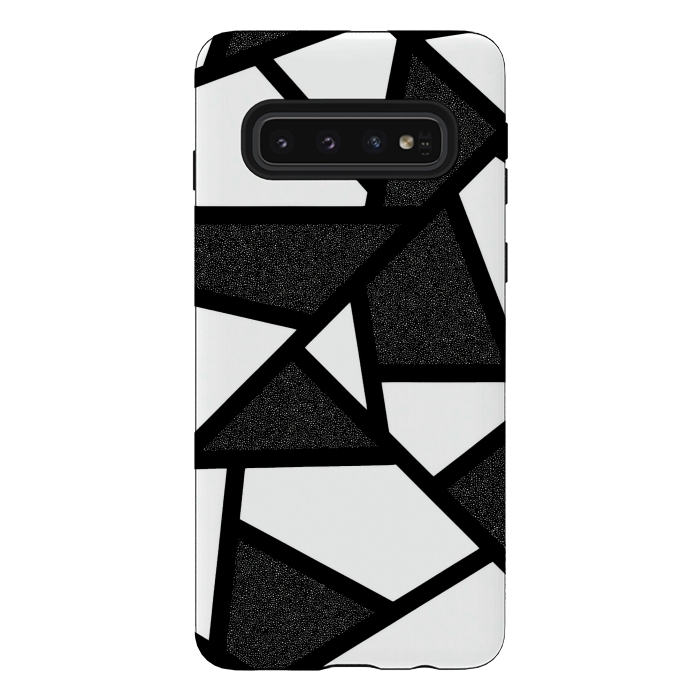 Galaxy S10 StrongFit White and black geometric by Jms