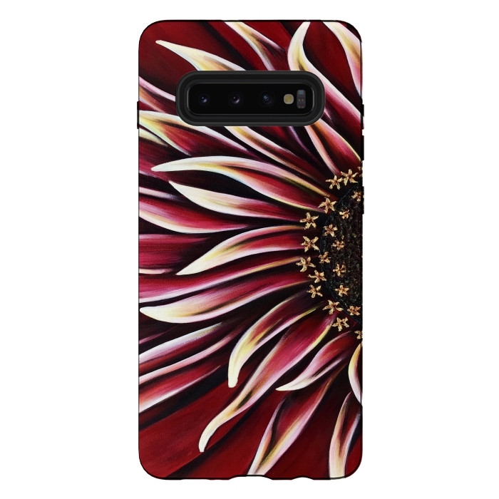 Galaxy S10 plus StrongFit Wild Red Zinnia by Denise Cassidy Wood