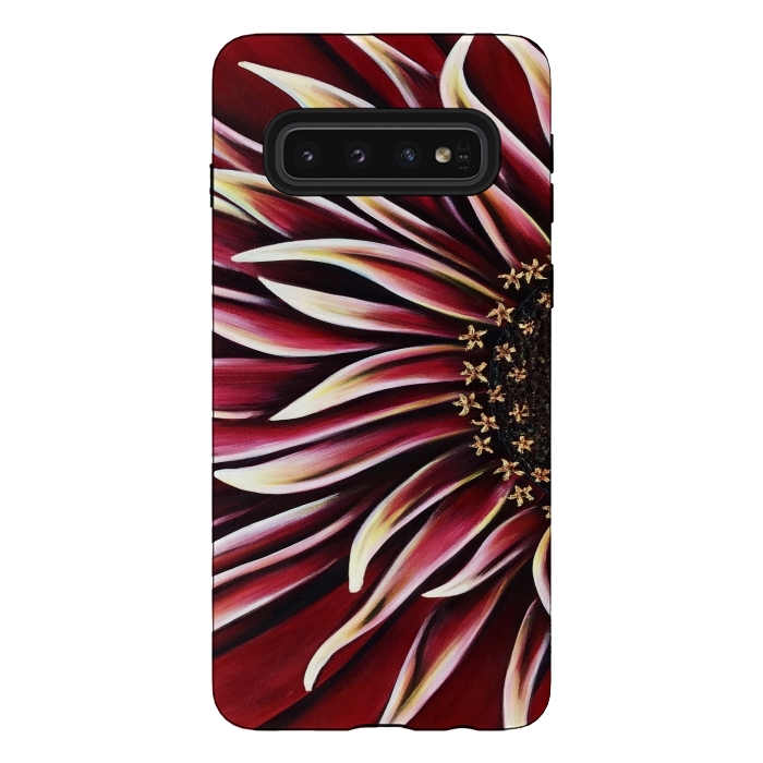 Galaxy S10 StrongFit Wild Red Zinnia by Denise Cassidy Wood