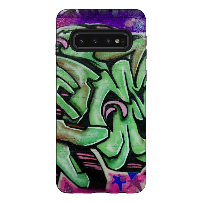 Galaxy S10 StrongFit Green Graffiti by Andrea Haase