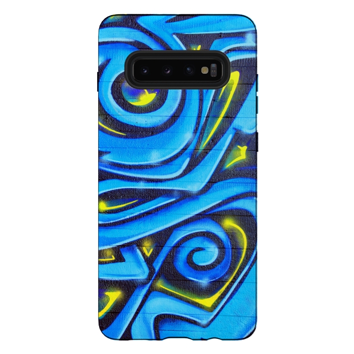 Galaxy S10 plus StrongFit Blue Yellow Graffiti by Andrea Haase