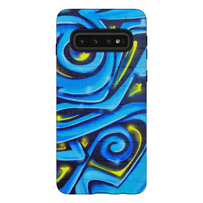 Galaxy S10 StrongFit Blue Yellow Graffiti by Andrea Haase