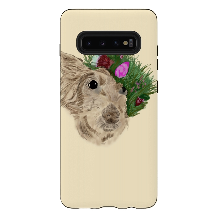 Galaxy S10 plus StrongFit Flowers with dog by Merveilleux Clement