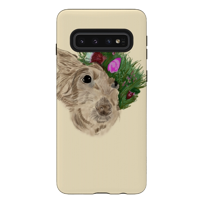 Galaxy S10 StrongFit Flowers with dog by Merveilleux Clement