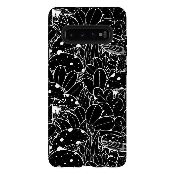 Galaxy S10 plus StrongFit Black and white autumn pattern by Steve Wade (Swade)