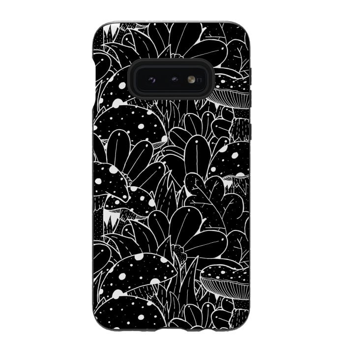 Galaxy S10e StrongFit Black and white autumn pattern by Steve Wade (Swade)