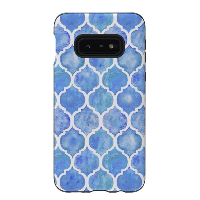 Galaxy S10e StrongFit Cornflower Blue Textured Moroccan Pattern by Micklyn Le Feuvre