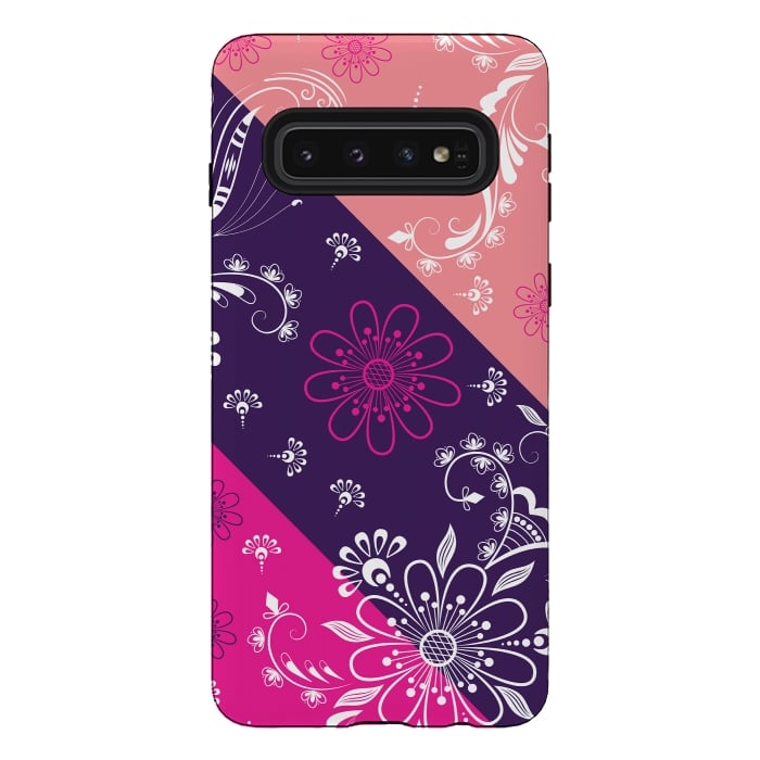 Galaxy S10 StrongFit Diagonal Flowers by Rossy Villarreal