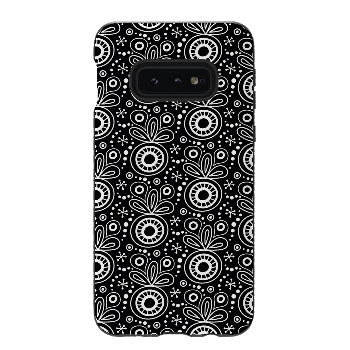 Galaxy S10e StrongFit Abstract Doodle Pattern Black by Majoih