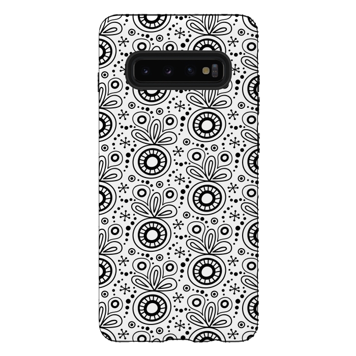Galaxy S10 plus StrongFit Abstract Doodle Pattern White by Majoih