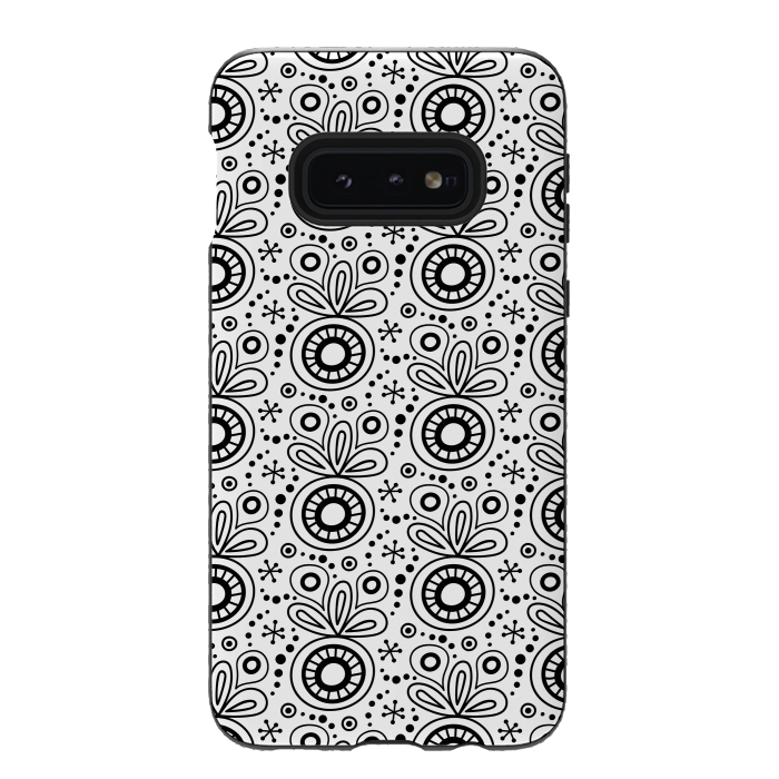 Galaxy S10e StrongFit Abstract Doodle Pattern White by Majoih