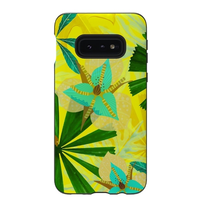 Galaxy S10e StrongFit Colorful Yellow Green and teal Abstract Aloha Tropical Jungle by  Utart