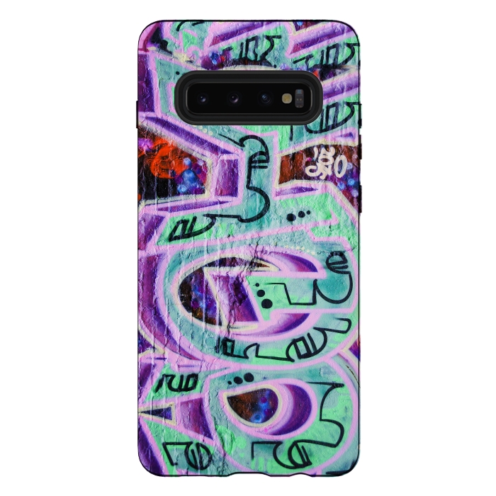 Galaxy S10 plus StrongFit Graffiti Art Pink And Green by Andrea Haase