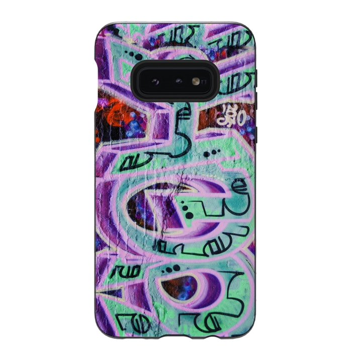 Galaxy S10e StrongFit Graffiti Art Pink And Green by Andrea Haase