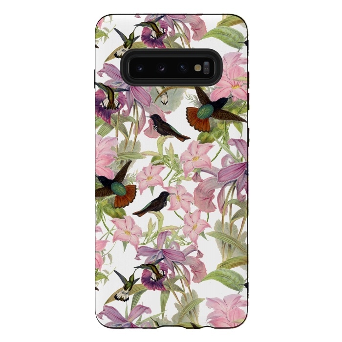 Galaxy S10 plus StrongFit Hummingbirds and Tropical Flowers by  Utart