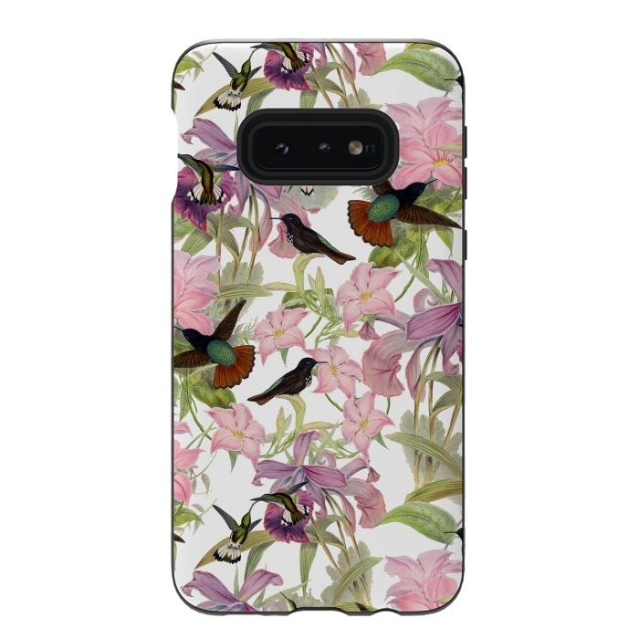 Galaxy S10e StrongFit Hummingbirds and Tropical Flowers by  Utart