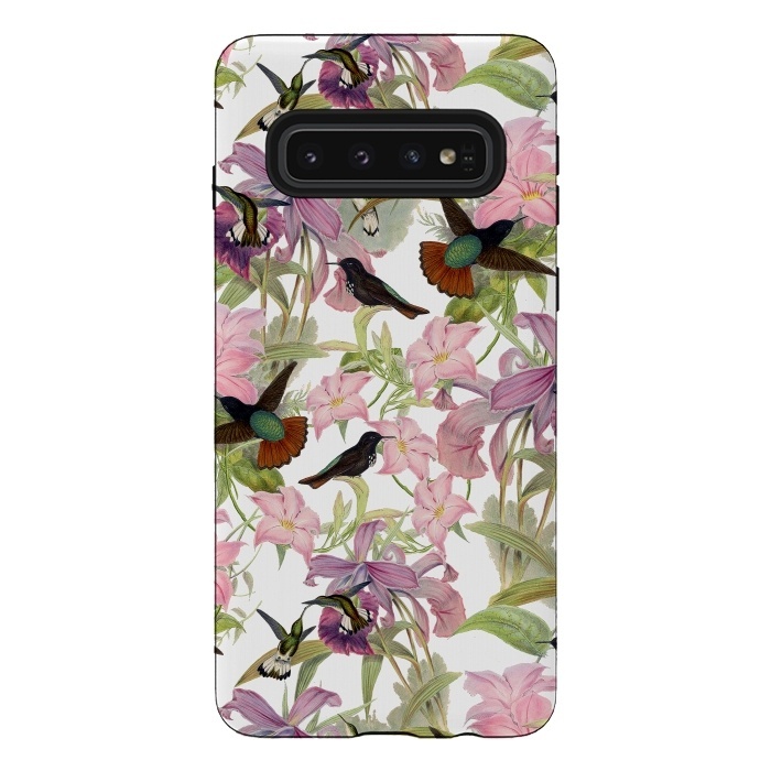 Galaxy S10 StrongFit Hummingbirds and Tropical Flowers by  Utart