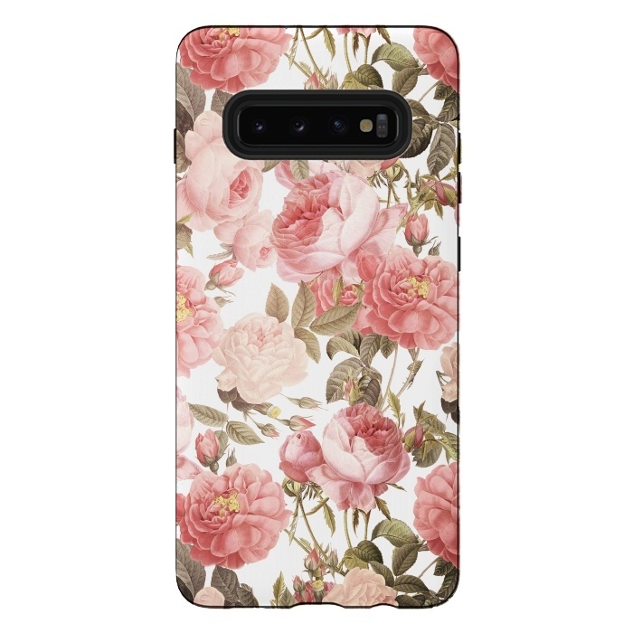 Galaxy S10 plus StrongFit Peach Victorian Roses by  Utart