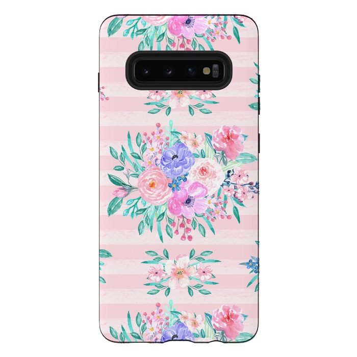 Galaxy S10 plus StrongFit Beautiful watercolor garden floral paint by InovArts