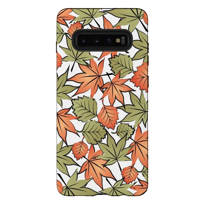 Galaxy S10 plus StrongFit Autumne leaves pattern by Martina