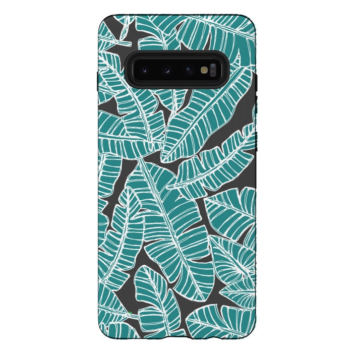 Galaxy S10 plus StrongFit Tropical Fronds by Pom Graphic Design