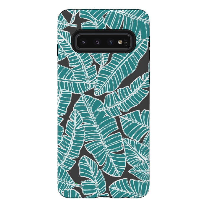 Galaxy S10 StrongFit Tropical Fronds by Pom Graphic Design
