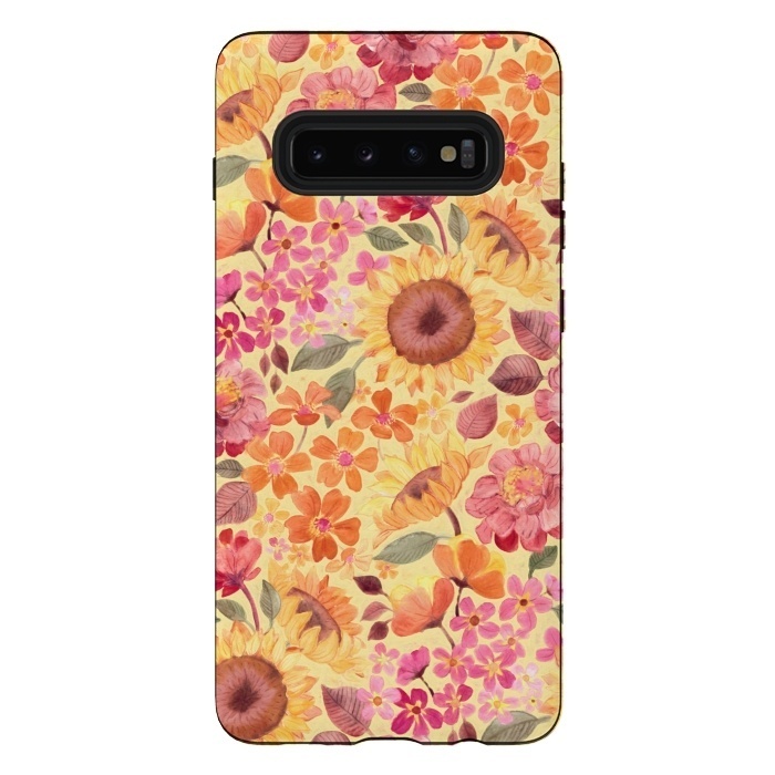 Galaxy S10 plus StrongFit Happy Boho Autumn Floral  by Micklyn Le Feuvre