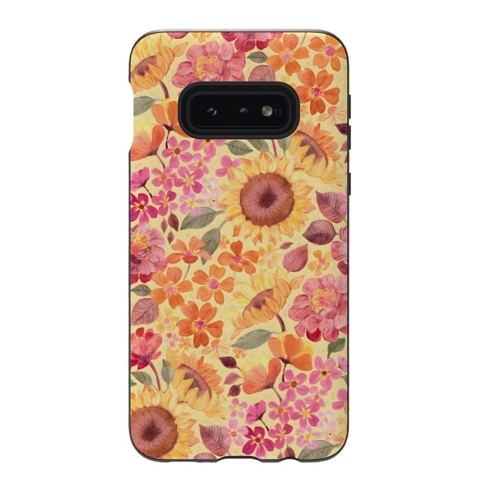 Galaxy S10e StrongFit Happy Boho Autumn Floral  by Micklyn Le Feuvre