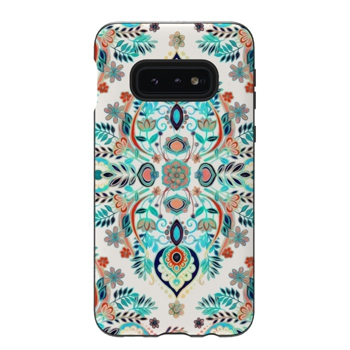 Galaxy S10e StrongFit Modern Folk in Jewel Colors by Micklyn Le Feuvre