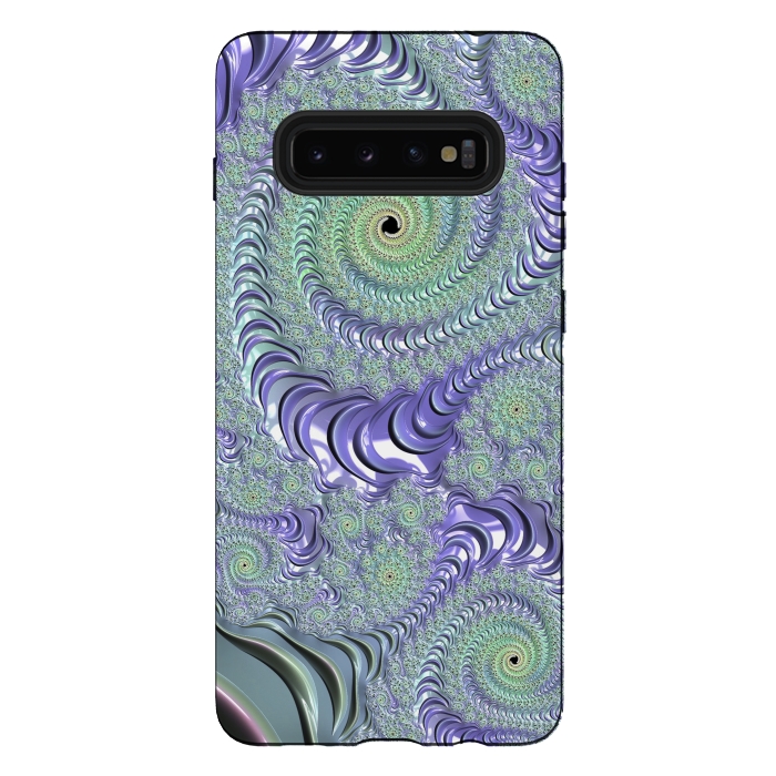 Galaxy S10 plus StrongFit Teal And Purple Fractal Design by Andrea Haase