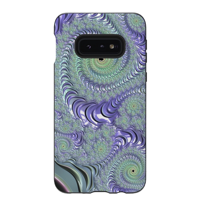 Galaxy S10e StrongFit Teal And Purple Fractal Design by Andrea Haase