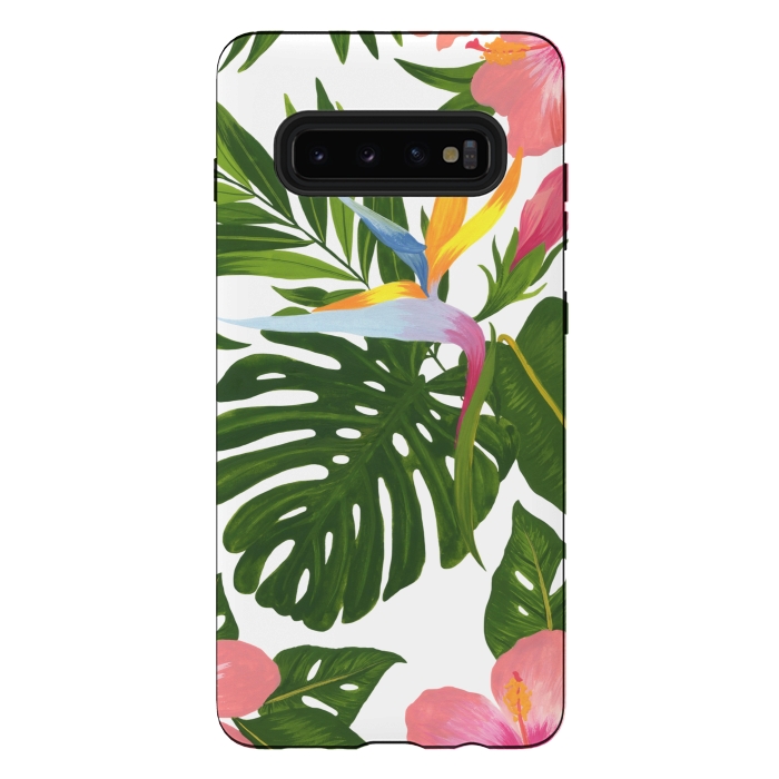 Galaxy S10 plus StrongFit Bird Of Paradise Jungle Floral Print by Becky Starsmore