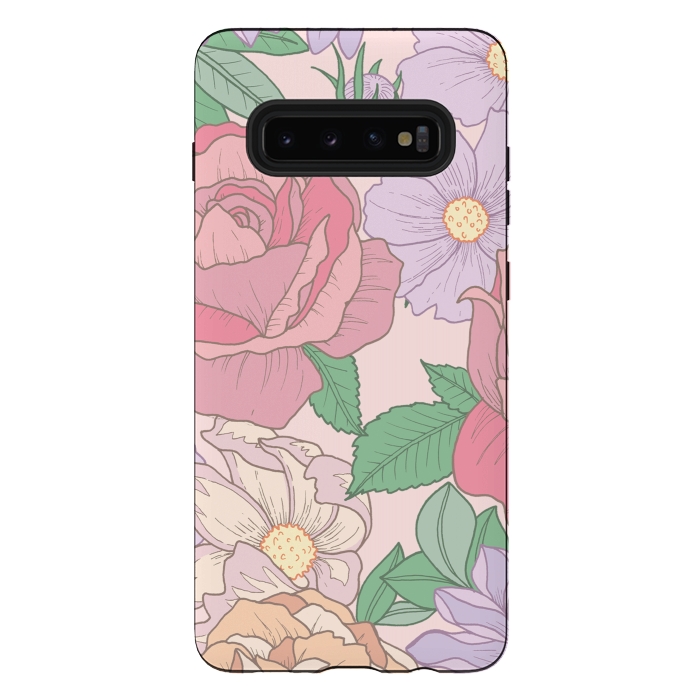 Galaxy S10 plus StrongFit Pink Summer Rose Floral Bouquet by Becky Starsmore
