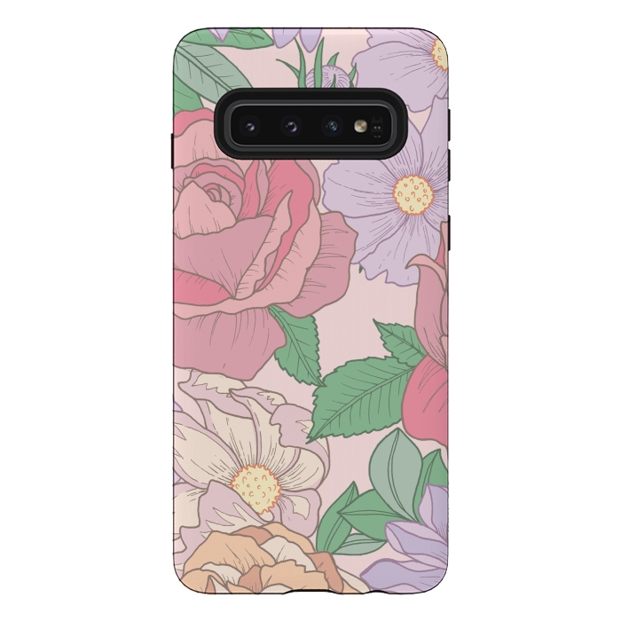 Galaxy S10 StrongFit Pink Summer Rose Floral Bouquet by Becky Starsmore