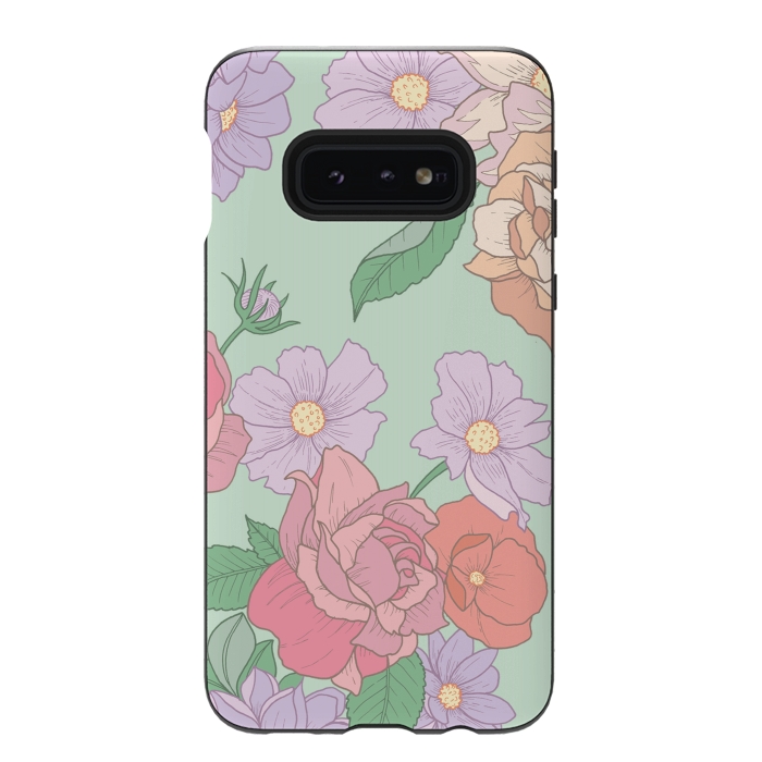 Galaxy S10e StrongFit Green Floral Bouquet Print by Becky Starsmore
