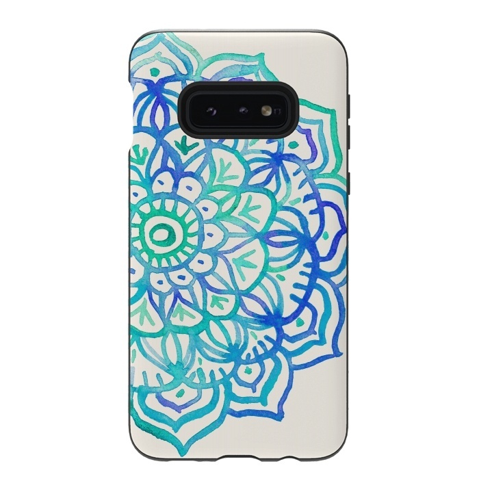 Galaxy S10e StrongFit Watercolor Mandala in Ocean Colors by Micklyn Le Feuvre