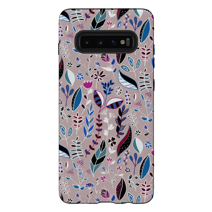 Galaxy S10 plus StrongFit Vibrant Nature Doodle On soft Grey  by Tigatiga