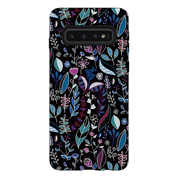 Galaxy S10 StrongFit Vibrant Midnight Nature Doodle by Tigatiga