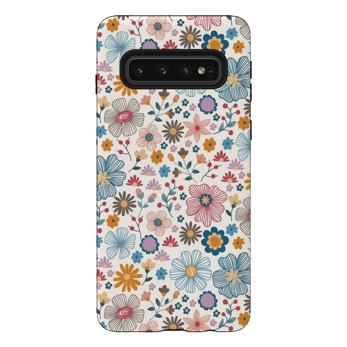 Galaxy S10 StrongFit Winter Wild Bloom  by TracyLucy Designs