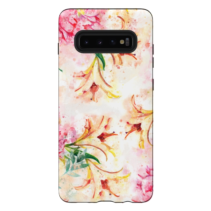 Galaxy S10 plus StrongFit Peony Floral by Creativeaxle