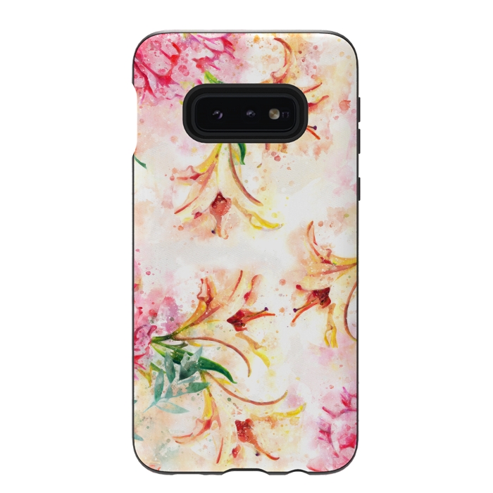 Galaxy S10e StrongFit Peony Floral by Creativeaxle