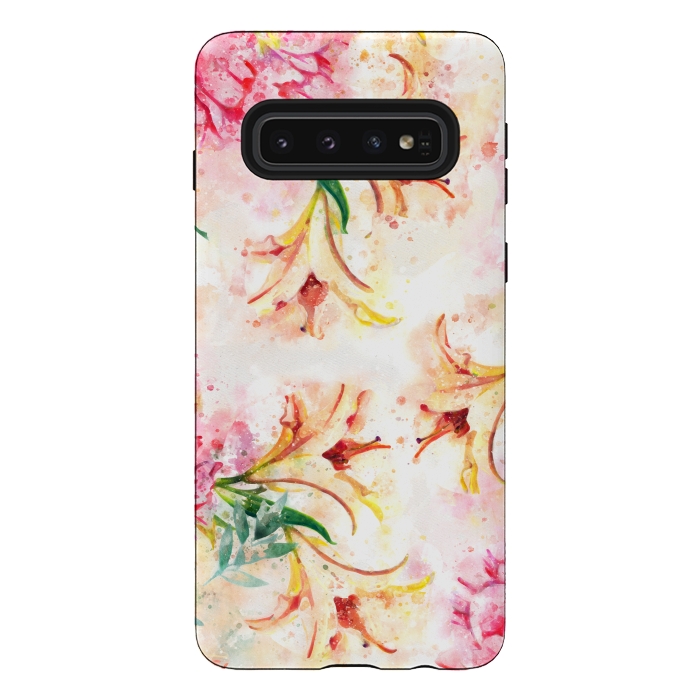 Galaxy S10 StrongFit Peony Floral by Creativeaxle