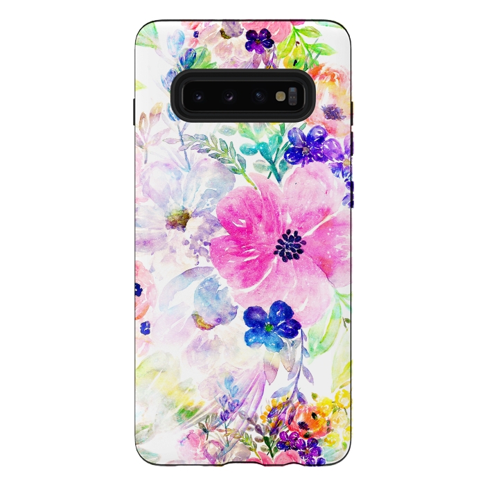 Galaxy S10 plus StrongFit Pretty watercolor floral hand paint design by InovArts