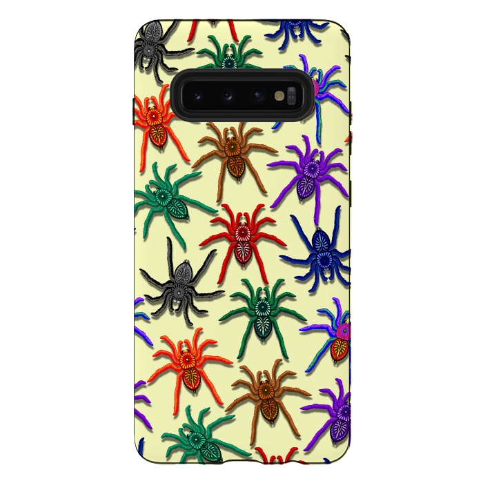 Galaxy S10 plus StrongFit Spiders Colorful Halloween Tarantulas Pattern by BluedarkArt