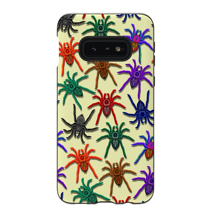 Galaxy S10e StrongFit Spiders Colorful Halloween Tarantulas Pattern by BluedarkArt