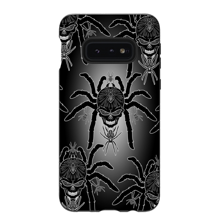 Galaxy S10e StrongFit Spider Skull Tattoo Black and Whi by BluedarkArt