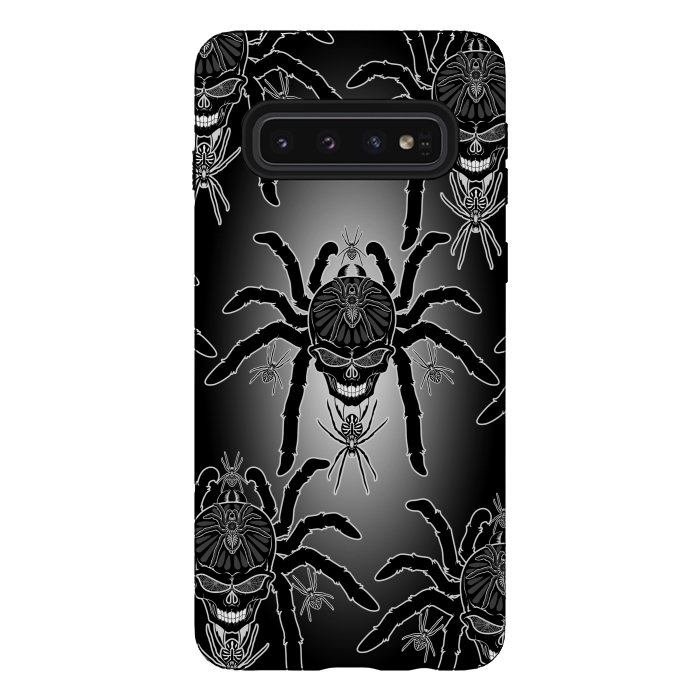 Galaxy S10 StrongFit Spider Skull Tattoo Black and Whi by BluedarkArt
