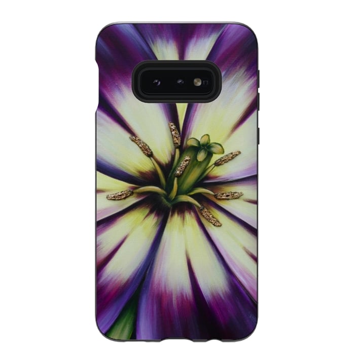 Galaxy S10e StrongFit Plum Tulip by Denise Cassidy Wood