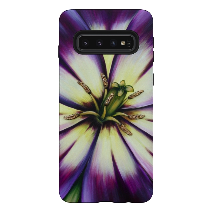 Galaxy S10 StrongFit Plum Tulip by Denise Cassidy Wood